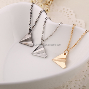 Collares con colgante de cadena de avión de papel de Origami Simple de moda para mujer/boda/cadena de eslabones de fiesta collar de parejas - Product Image 2