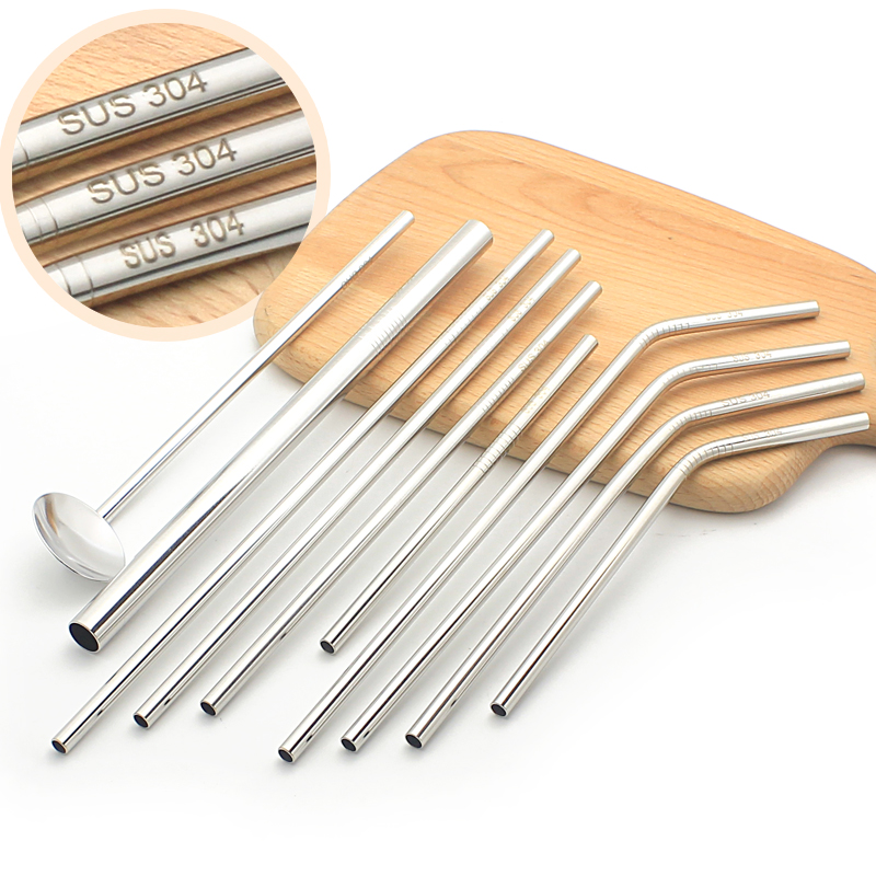 Creative Stainless Steel Drinking Straw Spoon, Cocktail Milk Coffee Stirring Straw Spoon