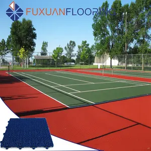 Carreaux de sol synthétiques modulaires pour cour de tennis, pièces imbriquantes, en plastique, jardin de sport, approuvé otf