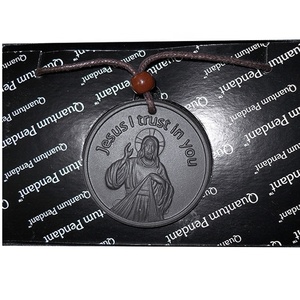 Colgante Unisex de Diseño Clásico Cristiano de la Divina Misericordia de Jesús, con Energía Cuántica, Regalo, Piedra Redonda de Lava Negra de 20 mm - Product Image 6