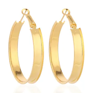 5 cm diameter 0.8 cm lebar emas disepuh hoop earring perhiasan cina grosir murah