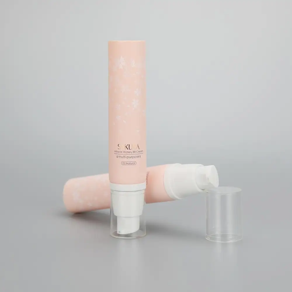 35g matte pink BB cream packaging cosmetic soft tube with airless pump