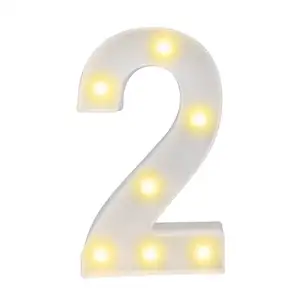 Decorative Led Up Number Letters White Plastic Marquee Number Lights Sign for Party Wedding Decor Battery Operated Number (2)