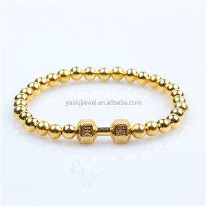 bijoux en or noir lave volcanique bracelet en pierre hommes gym fake fit vie bracelet haltère - Product Image 6