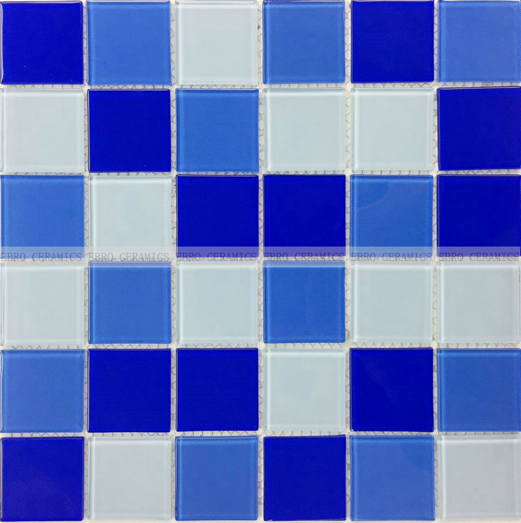 Mosaïque De Piscine En Verre – Bleu Mélangé – Mat – 210 Pièces – 20x20mm – Mosaik-Netzwerk