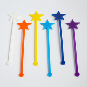 Colorido estrella de corte láser de acrílico en forma de <span class=keywords><strong>bebida</strong></span> agitador palos - Product Image 1