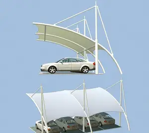 etfe ptfe pvdf tensile awning car parking shade structure