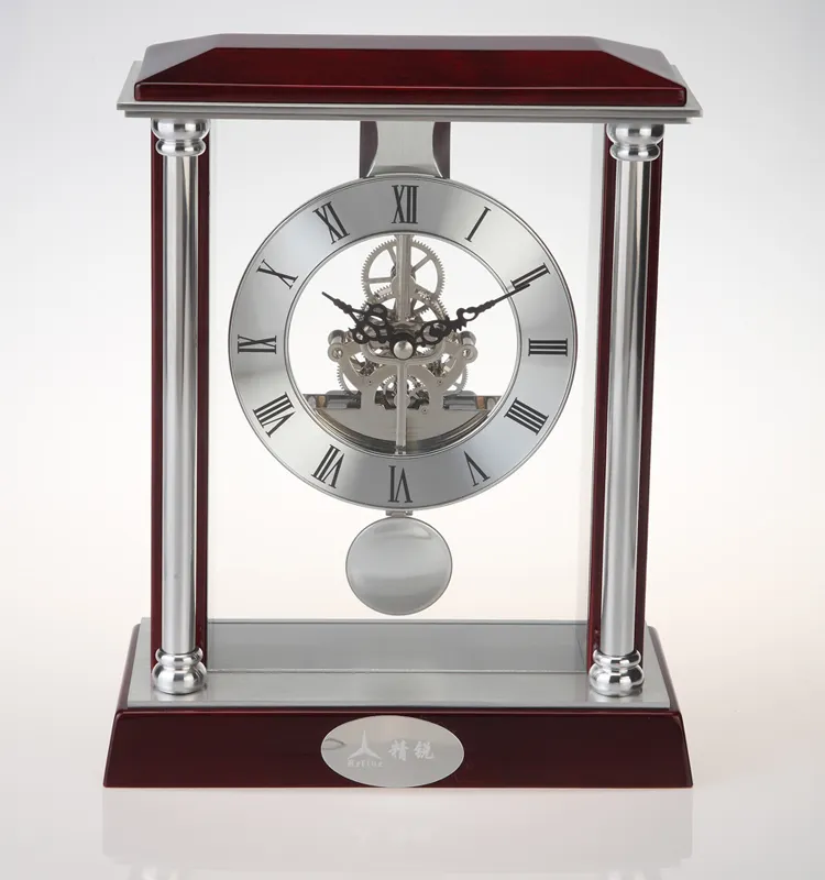 K3035P Hot solid wood antique wooden pendulum table clock
