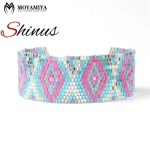 moyamiya handmade aboriginal indie woven Japanese seed beads fashion jewelry wrap bracelet for women unisex wide woven bracelet