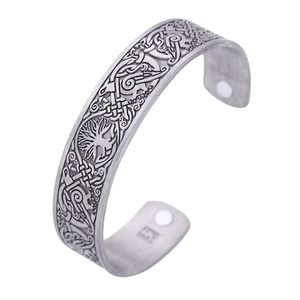 Vintage Amuleto Mito Nordico Yggdrasil Albero della Vita Ravens Uccelli Magnetici Sanità Del Polsino Del Braccialetto per le Donne Degli Uomini - Product Image 1