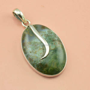 Colgante antiguo de Plata de Ley 925 Heena Jasper, joyería natural para ocasiones de regalo - Product Image 1