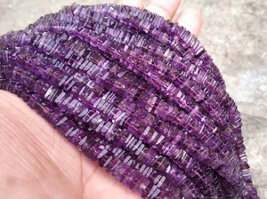 Natural Blue Amethyst Smooth Square Shape Gemstone <b>Heishi</b> Beads February Birthstone Jewelry <b>Bracelet</b> DIY Necklace Earring - Product Image 2