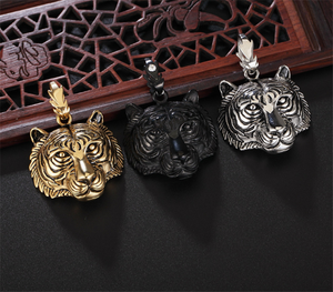 High Quality Stainless Steel Gold <strong>Black</strong> <strong>Men</strong> Jewelry Punk Animal Design Tiger Pendant <strong>Necklace</strong> - Product Image 5