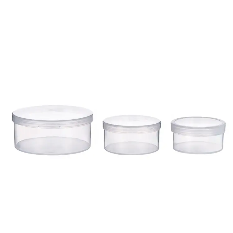 5ml 7ml 20ml 25ml 28ml 35ml 50ml 80ml 90ml 120ml 130ml 250ml transparent plastic jar with hinged lid