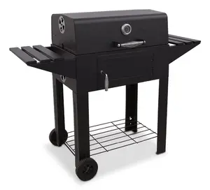 Gang than bbq nướng nướng với điều chỉnh lửa grate& trolly giỏ hàng cho sân sau ngoài trời thiết bị nhà bếp nấu ăn