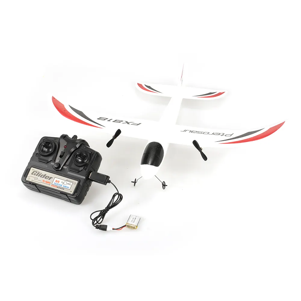 Planador FX-818 rc, avião 2.4g 2ch com controle remoto, planador 475mm, espuma epp, rtf