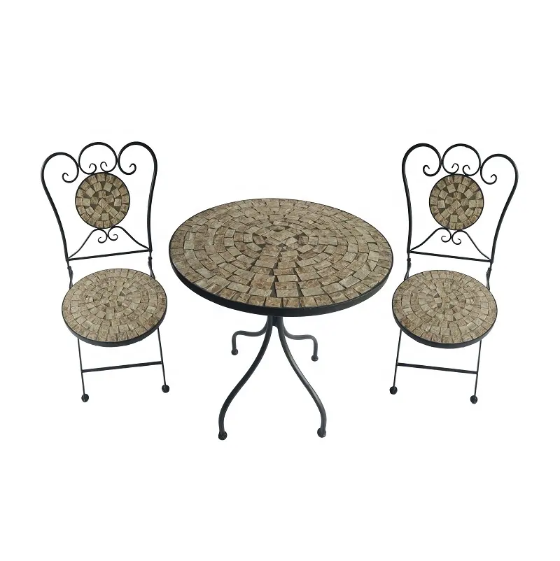 Mozaik masa sandalyeler bahçe hazineleri klasik Metal dış mekan mobilyası Bistro bahçe Yard için Set