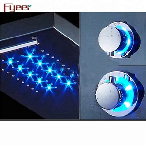 Fyeer Rainfall Digital Black <strong>Shower</strong> Column Stainless Steel Massage <strong>Shower</strong> Panel with Led <strong>Lights</strong> - Product Image 4