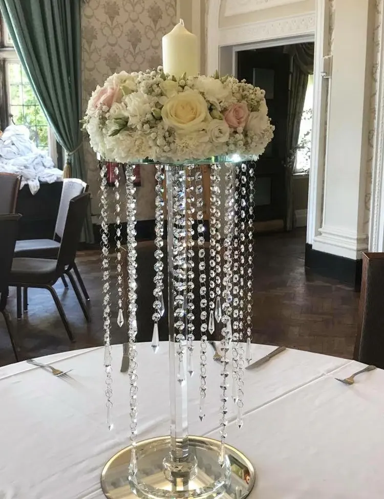Suporte de flores de cristal transparente para decoração, decoração de casamento e eventos