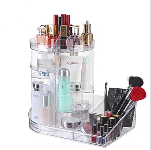 Clear Plastic 360 Degree Spinning Cosmetic Organizer Box Plastic <strong>Make</strong> <strong>up</strong> Drawer Brush and Lipsticks <strong>Holders</strong> - Product Image 1