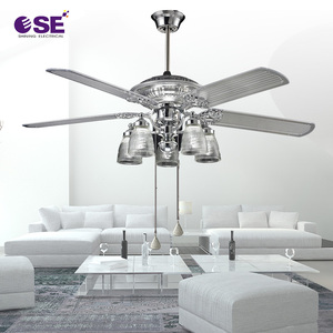 Quạt trần trang trí đèn LED điện 52 inch, mạ crôm, động cơ AC, cánh nhựa, quạt làm mát không khí, đèn cơ khí - Product Image 4