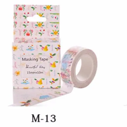 Existing Various Designs for Quality colorful WASHI paper masking tape for decoration , gift packaging, DIY 15mm width x 10m