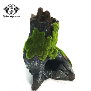 Aquarium Decoratie Kunstmatige Boomstronken Hars Drijfhout Wortel Met Mos Voor Fish Tank Decor - Product Image 4