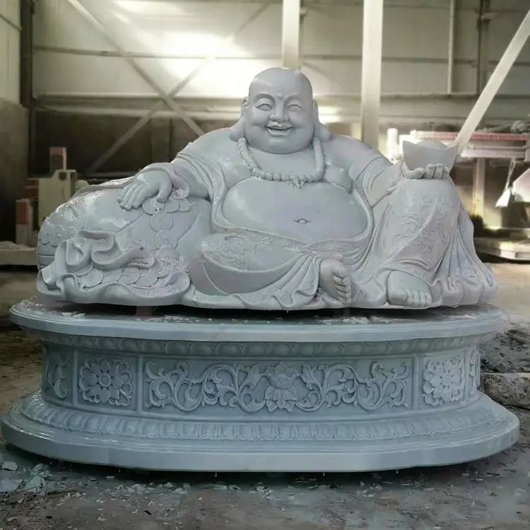 Statue de bouddha géante en marbre blanc, 15 cm, gravée à la main, interface chinoise avec richesse et richesse