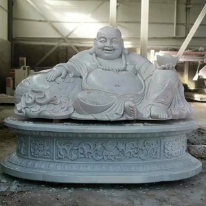 Statua di <span class=keywords><strong>buddha</strong></span> di risata della cina di scultura di marmo bianca gigante con ricchezza e felicità