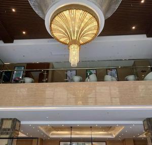 Custom Fan-Shaped Crystal Chandelier, Luxury Gold LED Pendant <strong>Light</strong> for Hotel Lobby, Ballroom &amp; Grand Foyer - Product Image 3