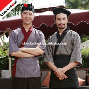 Venta caliente estilo de <span class=keywords><strong>la</strong></span> moda media manga de <span class=keywords><strong>la</strong></span> <span class=keywords><strong>raya</strong></span> japonés chef chaqueta <span class=keywords><strong>restaurante</strong></span> cocina cocinero uniforme - Product Image 1