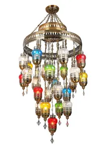 Grand lustre en boule de verre multicolore, 20 pièces, pour décoration de fête