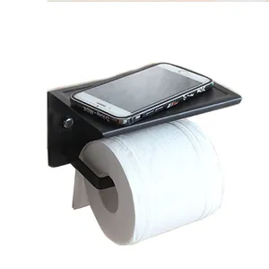 Stainless Steel Black Hanging Toilet Paper Holder With Shelf Roll Paper Holder