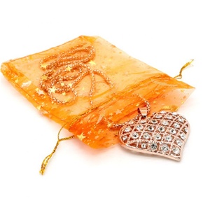 Métallique Or Argent Étoile Lune Imprimé Tulle Organza Pochettes À Cordon Cosmétique Sheer Netting Sacs En Gros - Product Image 6