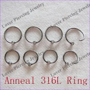 [SS-N685] 316L de Nariz de acero inoxidable de Anneald anillos con fijo joyas bola CBR cuerpo Piering joyería - Product Image 1