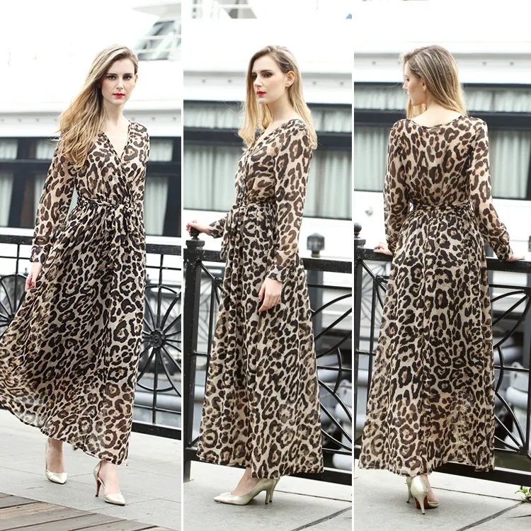 Оптовая продажа, летнее модное женское леопардовое повседневное женское платье на заказ