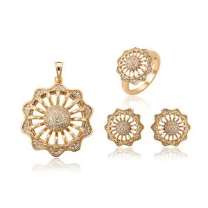 63041 Xuping الذهب التصاميم مع الوزن والسعر جميل على شكل زهرة الذهب طقم مجوهرات