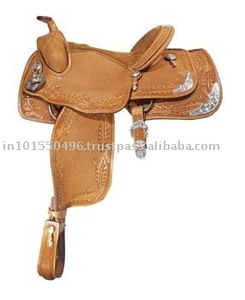 Silla de montar occidental de cuero genuino de alta calidad y personalizable para competición y entrenamiento, fabricada en India. - Product Image 2