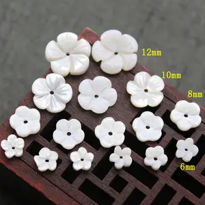 천연 진주 어머니 6mm/8mm/10mm/12mm 조각 꽃 그릇 꽃 DIY 브로치 팔찌 귀걸이 재료