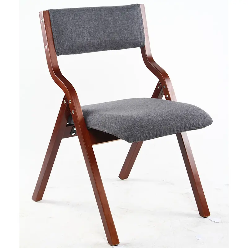 Silla plegable de madera de estilo nórdico, asiento plegable de madera curvada
