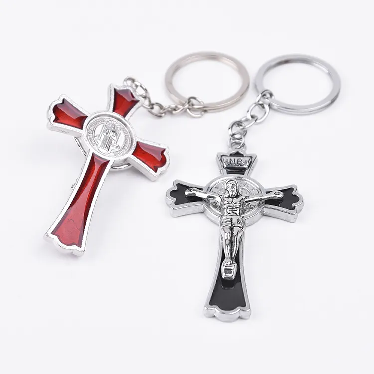 Promotional souvenir metal custom Jesus religious cross keychain