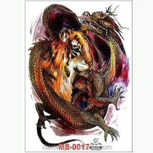 Waterproof Temporary Tattoo Big Size Tiger VS Dragon Diagram for Whole Back Tattoo Man Macho Necessary Tattoo Stickers