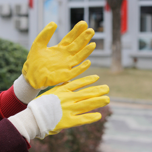 NMSAFETY القطن التعشيق الأصفر النتريل <span class=keywords><strong>3</strong></span>/<span class=keywords><strong>4</strong></span> قفاز مغلف بطبقة محبوك المعصم مكافحة النفط قفازات القفازات الثقيلة - Product Image 2