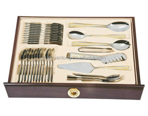 Caisse en <span class=keywords><strong>bois</strong></span> de luxe pour ensemble de couverts en acier inoxydable 126 pièces ensemble de vaisselle - Product Image 3