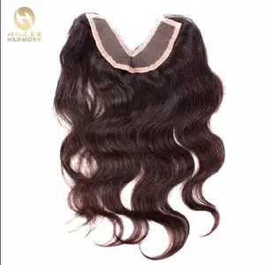 XUCHANG HARMONY 3.5" X 4" Virgin Hair V Part Lace Closure With Indian Hair Wet And Wavy Texture