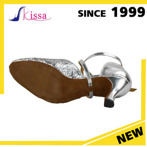 Venta caliente brillo de plata Materail de salón de los altos talones mujeres <span class=keywords><strong>zapatos</strong></span> de <span class=keywords><strong>baile</strong></span> de Salsa Made In China - Product Image 6