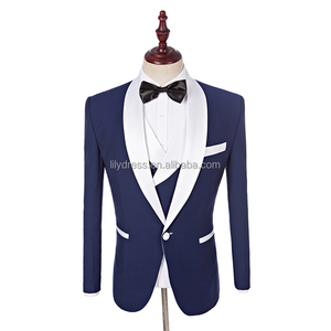 Abiti da <span class=keywords><strong>Uomo</strong></span> su Misura 2022 per Testimoni dello Sposo, Smoking <span class=keywords><strong>Bianco</strong></span> con Risvolto a Scialle, Completo Blu da Matrimonio per <span class=keywords><strong>Uomo</strong></span>, <span class=keywords><strong>Blazer</strong></span> per Testimone (Giacca+Pantaloni+Gilet+Papillon) - Product Image 3