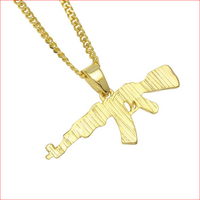 Blues acier inoxydable chaîne cubaine Mini pistolet Style AK-47 pendentif collier pour Hip Hop hommes femmes bijoux
