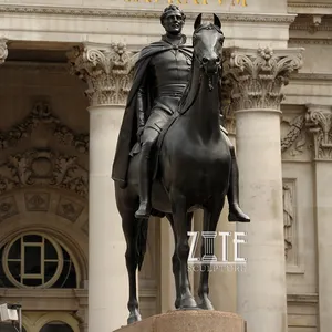 Beliebte patina leben größe figur statue guss bronze napoleon reiten auf pferd skulptur