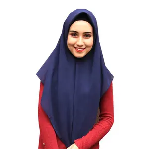 Wholesale Soft Chiffon Solid Plain Color Moslem Square Hijab For Girls And Women
